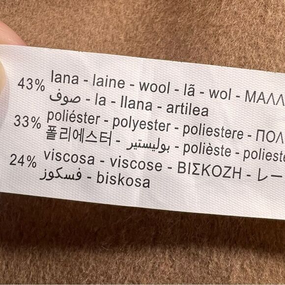 Zara Handmade Camel Beige Waterfall Wool Blend Draped Coat - Picture 8 of 14